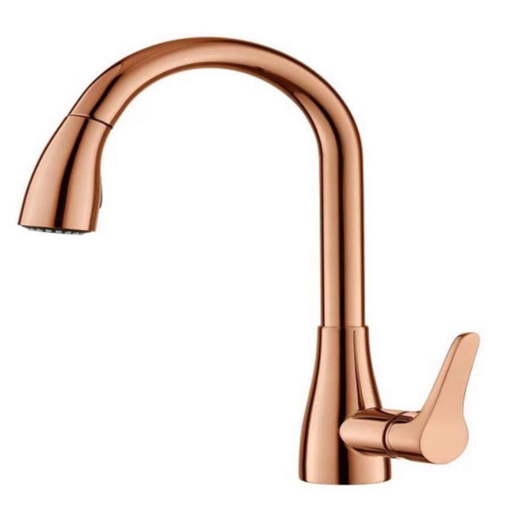 Robinet de cuisine en cuivre mitigeur eau froide chaude or rose