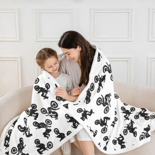 Image of Feelyou Motocross Rider Fleece Throw Boys Girls Gift Sofa Warm