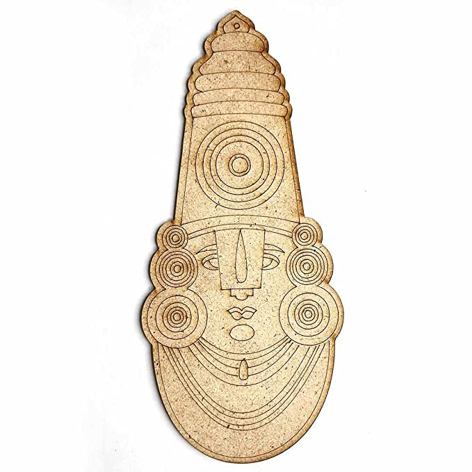 Image of ADIKALA Wooden Tirupati Balaji Engraved Design, Diy | Art Decor | Showpieces For Home Decor | Office | Wall Hanging Nazar Battu Decoration Items 8. INCH