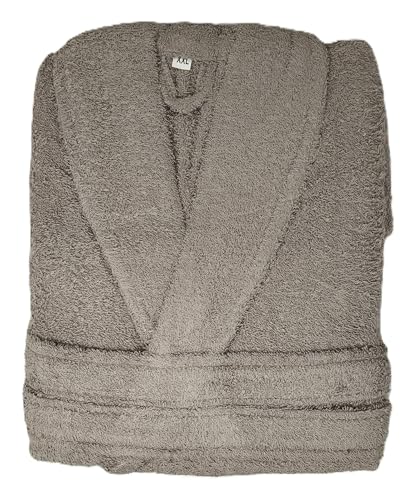 Kimbatex Albornoz 100% Algodón Rizo Americano 420g Unisex con Cinturón y 2 Bolsillos, Disponible en 10 Colores y Tallas M, L, XL, XXL. (FR/ES, Letras, L, Regular, Regular, Gris Claro)