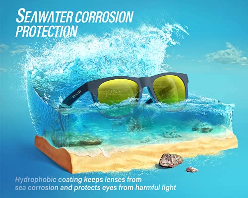 VELAZZIO Polarized Sunglasses for Men and Women Unisex Ultralight Frame UV400 Protection sunglasses for Driving Cycling Golf Fishing Running Sailing Skiing, Black Frame Yellow Lens
