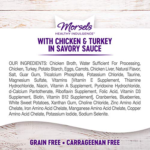 Wellness Healthy Indulgence Natural Grain Free Wet Cat Food, Morsels Chicken & Turkey, 3-Ounce Pouch (Pack of 24) - Thumbnail 4