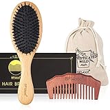 BFWood Pure Soft Boar Bristle Hair Brush for Fine Thin Hair