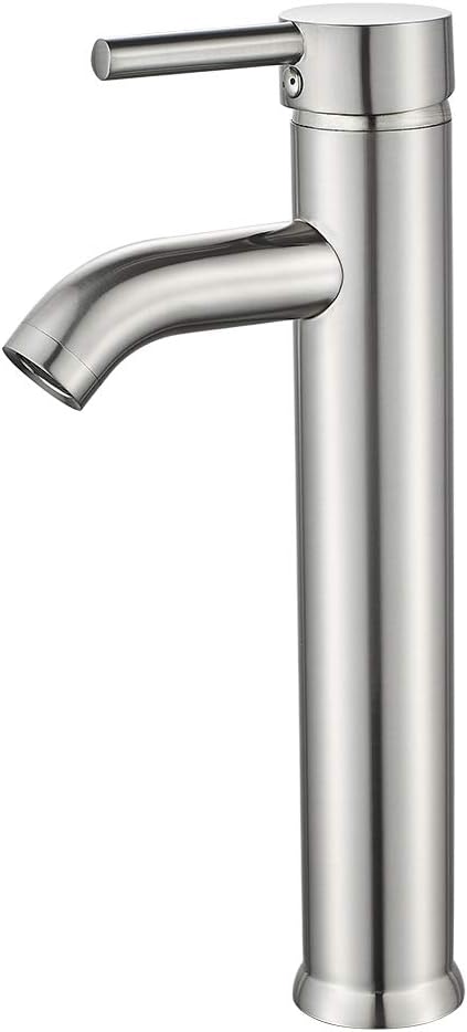Vessel Sink Faucet Brushed Nickel Bathroom Faucet Single Hole Tall