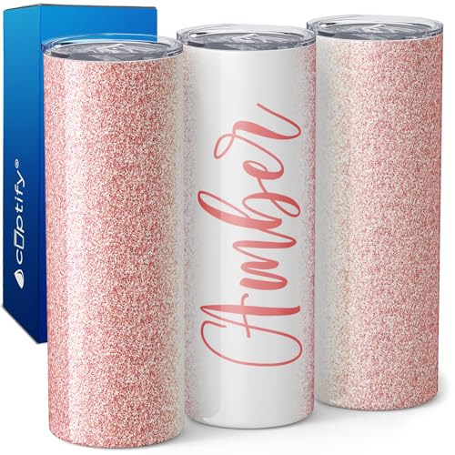 Personalized Tumblers with Straw and Lid Laser Engraved Name on Peach Matte 20 oz Stainless Steel Skinny Custom Cups for Women, Mothers, Sisters and Best Friends