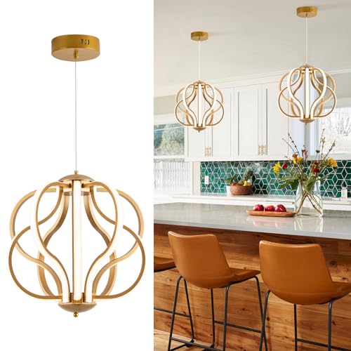 CHYING Modern Gold Chandelier with Remote Control, 10-Light 70W 3-Color Temperature Dimmable LED Chandelier for Dining Room, Hanging Adjustable Pendant Light for Living Room Kitchen Entryway Foyer