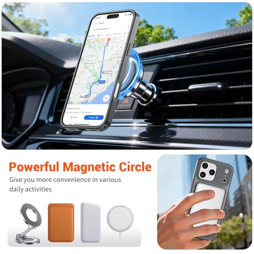 Image of SUPFINE Magnetic for iPhone 17 Pro Case Gray | (Compatible with MagSafe)(Military Grade Drop Protection)(Camera Protection)Translucent Matte Phone Cover