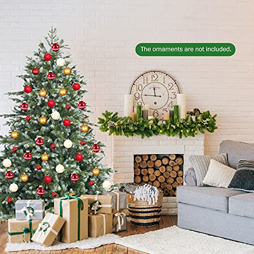 Goplus 6Ft Artificial Christmas Tree, Feel Real Unlit Hinged Xmas Spruce Tree W/ 892 Mixed Pe & Pvc Branch Tips, Metal Stand, Wintry Indoor Decoration For Holiday Festival #TOP4
