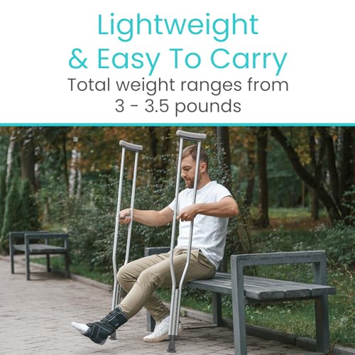 Vive Crutches for Kids - Pair of Adjustable, Lightweight, Aluminum Walking Crutches - Accessories Fits Heights- 3 Sizes for Youth, Adults, Tall People - Supports Up to 300 Pounds (Youth)
