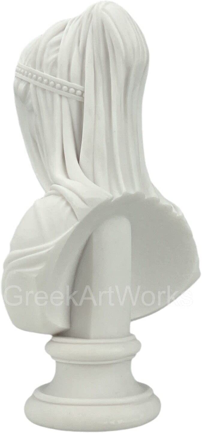Statua in marmo fuso Monti 1875 con busto della fanciulla velata