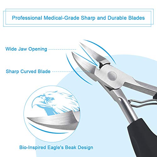 Foto von URAQT Nagelzange, Profi Nagelschere Nagelknipser für Dicken und Eingewachsenen Fußnägel und Fingernägel, Nagelzangen aus Edelstahl mit Rutschfestem Griff