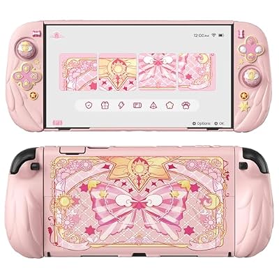 PlayVital Magic Wings Protective Case with Stand for Nintendo Switch 2 | Joycon Silicone Grips, PC Console Hard Shell, 2 Joystick Caps | Cute Animal Accessories Dockable Cover for Switch 2 - Pink