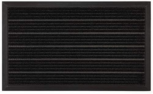 GRIP MASTER Durable Tough Natural Rubber Doormats, 29x17 Size, Waterproof Boots Scraper Mats, Commercial Heavy Duty Indoor Outdoor Door Mat for Winter Snow, Low-Profile Easy Clean, Black Lines