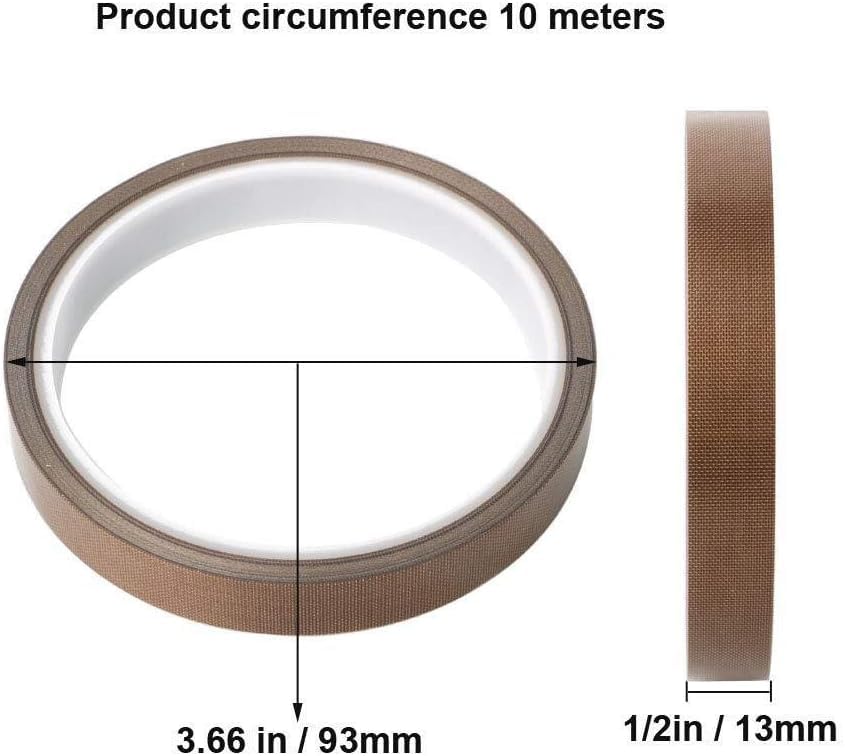 Cinta de PTFE/cinta de teflón, 1 unidad de cinta de sellado de alta temperatura, resistente al calor, aislamiento de fuego de teflón de alta temperatura, cinta eléctrica de 300 grados, 13 mm x