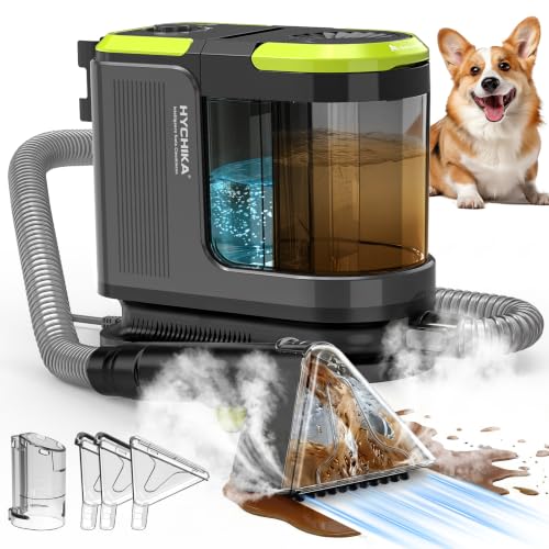 HYCHIKA Limpiador de Tapicerías 1800W, 17 kPa, Aspirador de Tapicerías con Lavado, Doble Depósito y Autolimpieza, Limpiador de Alfombras Portátil, para Sofá/Alfombras/Felpudos/Coche y Mascotas
