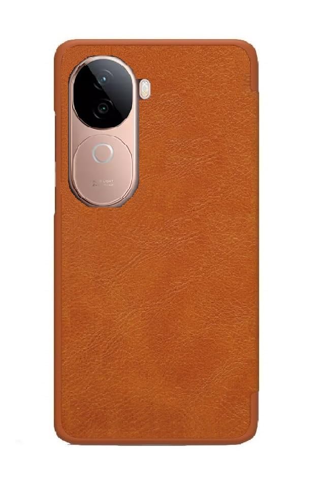 Image of WHITBULL Slim Magnetic Closer Stand Leather Flip Case Cover Compatible with Vivo V40e 5G / iQOO Z9s 5G - Brown