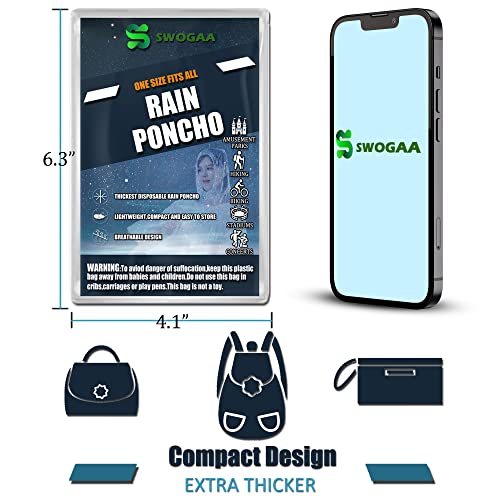 SWOGAA Ponchos de chuva descartáveis para adultos, pacote com 10 e 4 ponchos de emergência extra mai