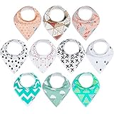 10-Pack Baby Bandana Bibs Upsimples Baby Girl Bibs for Drooling and Teething, Dew Set