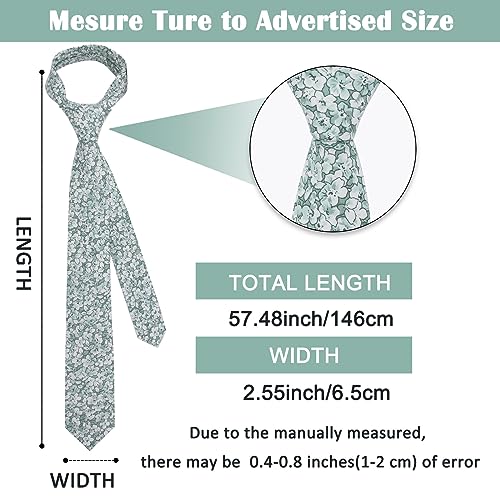 Image of Mantieqingway Men Skinny Tie Cotton Floral Necktie for Wedding Groomsmen Tie