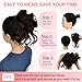 Messy Bun Hair Piece Tousled Updo Hair Extension with Elastic Rubber Band Synthetic Curly Wavy Hair Bun Scrunchie for Women Girls, Dark Brown 1.2oz