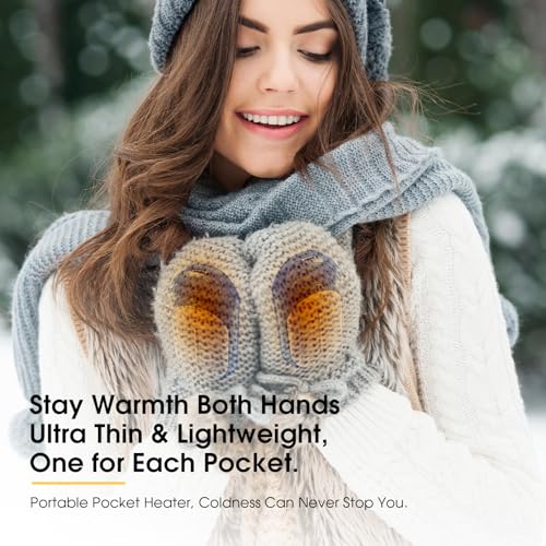 AI Hand Warmers Rechargeable 2 Pack, 6000mAh Electric Hand Warmers, AI Smart Chips 20Hrs Long Safe Heat, Portable Pocket Heater, Gifts for Christmas, Outdoor, Golf, Hunting, Camping Accessories -Blue - Thumbnail 6