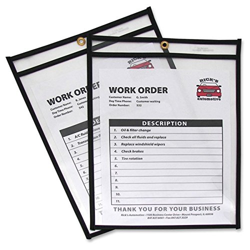 C-Line Stitched Shop Ticket Holders, Both Sides Clear, 9 x 12 Inches, 25 per Box (46912)