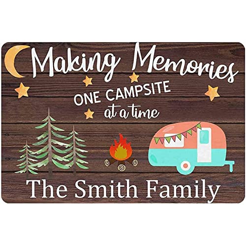 Making Memories One Campsite at a Time Sign Personalized Name Retro Decor Custom RV Tent Camping Campsite Wall Decoration