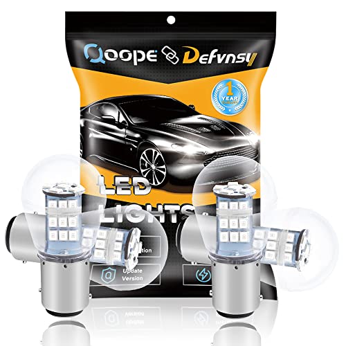 Qoope 1157 LED Day Running Light Bulbs, Non-Polarity 10-30V 2835 33-SMD Dual Brightness BAY15D 2057 2357 7528 LED Bulbs for Replacement Tail Brake Lights/Reverse/Turn Signal Lights, Red (Pack of 4)