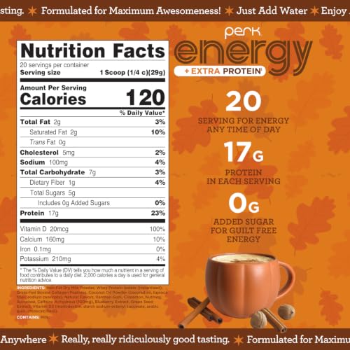 Image of Perk Energy + Extra Protein Powder (Pumpkin Spice Latte) 1.3 LB