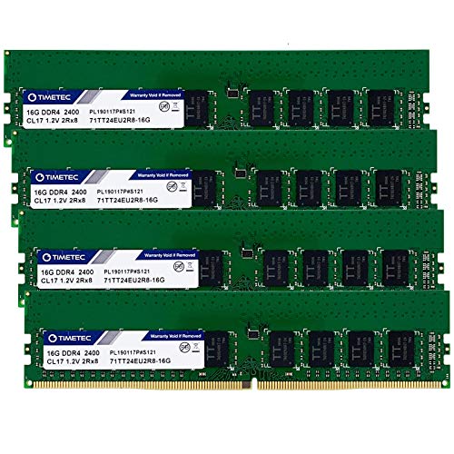 Timetec Hynix IC 64GB キット (4x16GB) DDR4 2400MHz PC4-19200 バッファなし ECC 1.2V CL17 2Rx8 デュアルランク 288ピン UDIMM サーバーメモリー RAMモジュールアップグレード (64GB キット (4x16GB))