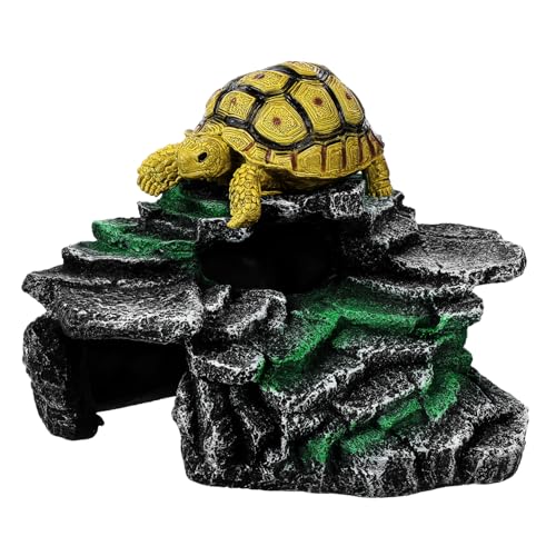 Hohopeti Aquatic Turtle Basking Platform Reptile Resin Rock Decorations for Tank Aquarium