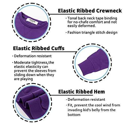 Kid Nation Kids' Slouchy Soft Brushed Fleece Casual Basic Crewneck Sweatshirt For Boys Or Girls Xl Purple #TOP4