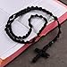 HanlinCC Handmade Knotted Paracord Rosary Necklace with St.Benedict Miraculous Medal for Men and Women (Black)
