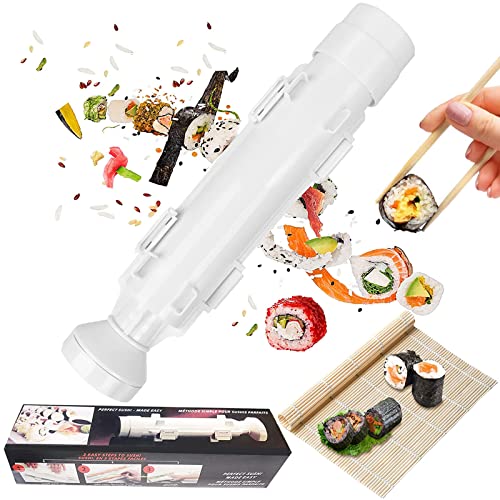 AOMAIGAD Sushi Maker,Sushi Bazooka, Sushi Maker Set Sushi Set,Sushi DIY Machen Maschine,ushi Maker für Anfänger, Gemüse Rollenfleisch Walzwerkzeug,Sushi Bazooka mit Bambus Sushi Matte Cover