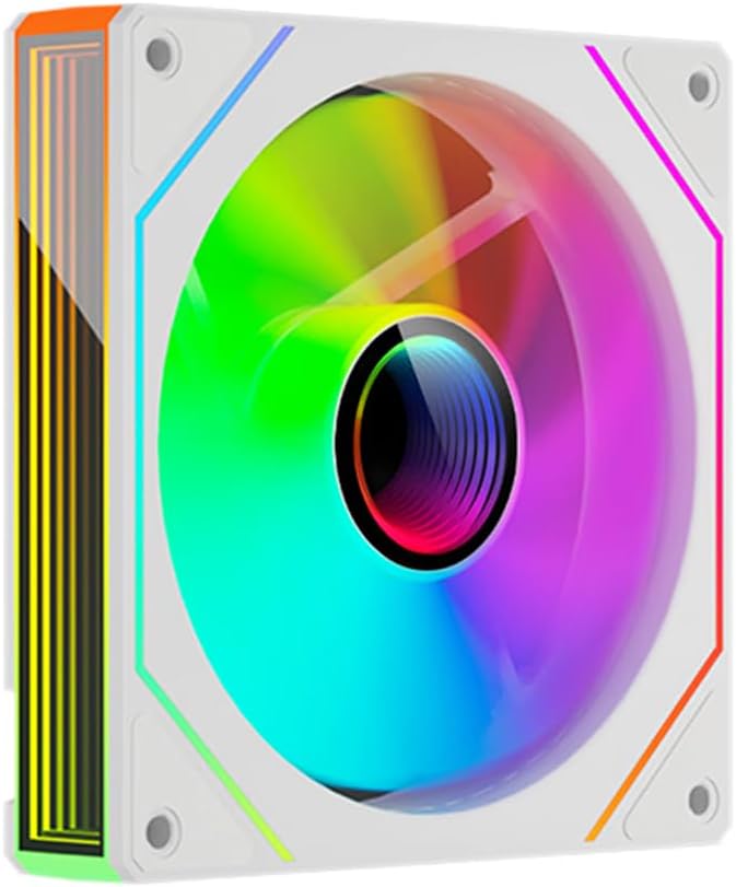 ICOLER Prism 4 MAX 120mm ARGB Reverse case Fan,Infinity Mirror RGB Light Effect 5V 3PIN Motherboard Light Sync 800~1600RPM PWM PC Fan Suitable for Computer Case and CPU Cooler（White）