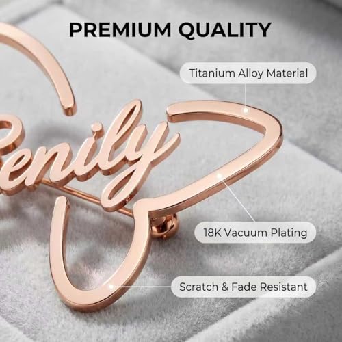 Image of Custom Name Lapel Pin Personalized Script Brooch for Women Men, Customizable Name Badge Elegant Cursive Letter Pin, Minimalist Jewelry Gift for Wedding Birthday Anniversary