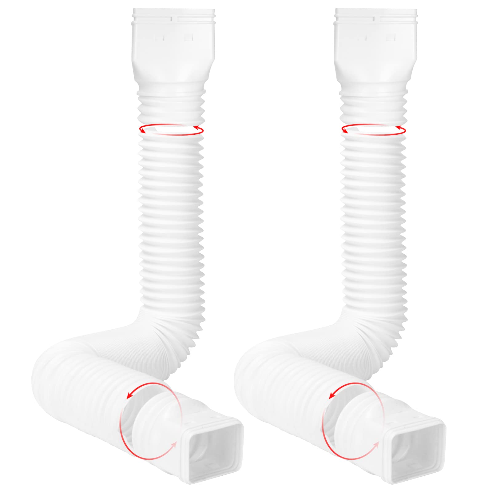 KLOLKUTTA Gutter Downspout Extensions, 2 Pack Drain Spout Gutter Extender Flexible Hose Extension Rainwater Drainage Gutter Diverter from 21-58 Inches
