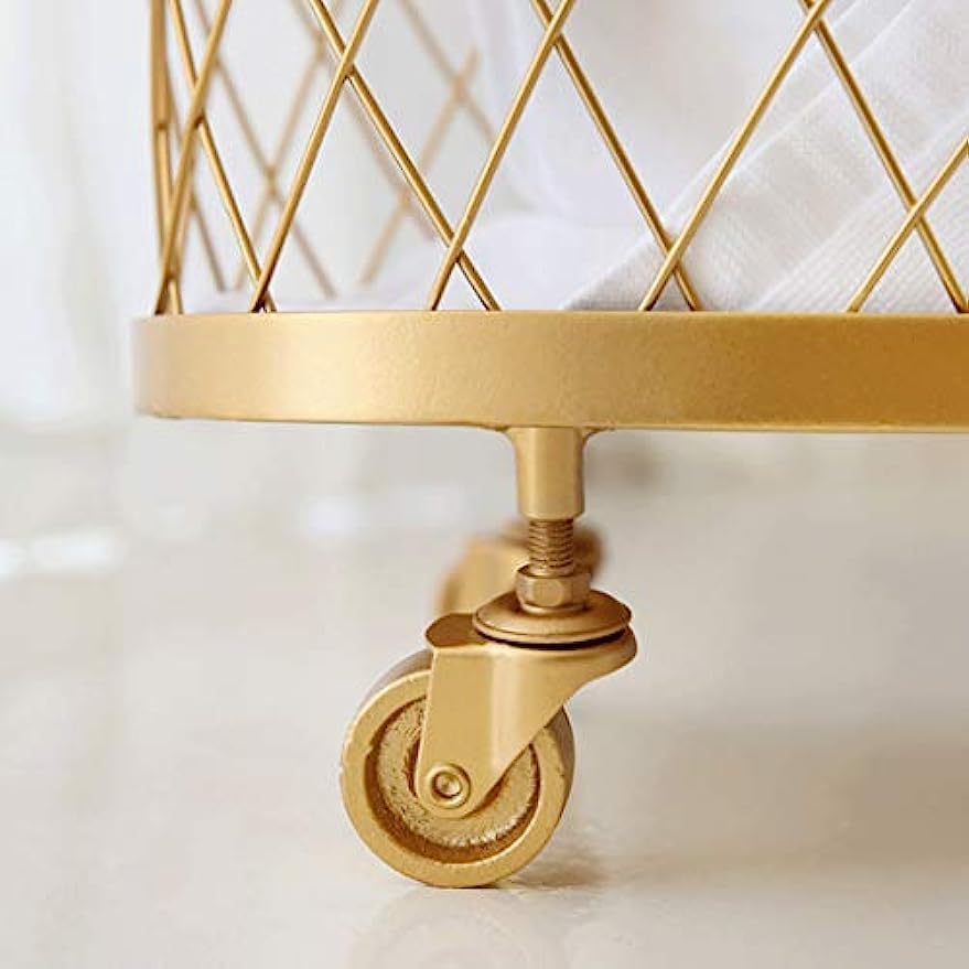 Miniatura 4 de Cesta de lavandería con ruedas de hierro forjado, cesta de almacenamiento de juguetes, cesta de almacenamiento de cocina, cesta de lavandería con