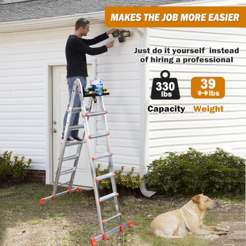 Image of Soctone Ladder, A Frame Extension Ladder, 22.5 Ft Multi Position Ladder