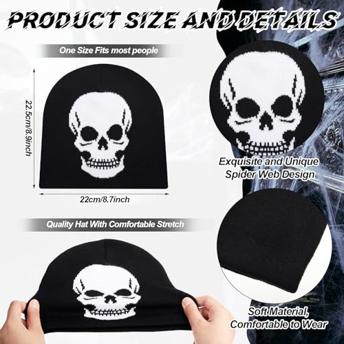 Image of Ramede 4 Pcs Y2k Beanie - Double Sided Graphic Beanies for Men and Women, Acrylic Knitted Y2k Hats Accessories