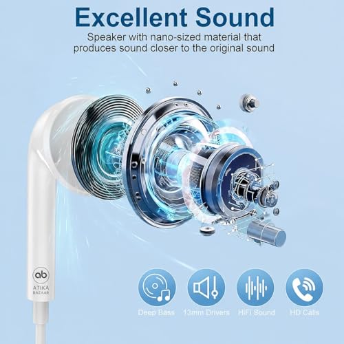Image of USB C Wired Earphones with Mic, in-Ear Headphones Type C, Deep Bass, Noise Isolation, Volume Control - Compatible with i Phone 15 /16 /17 & All Type C Smartphones