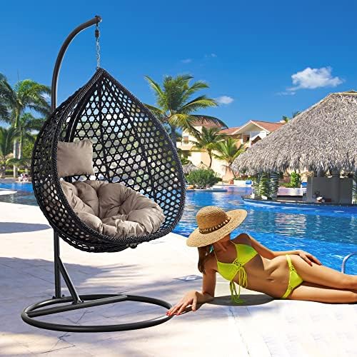 Egg Chair, Swing Chair with Stand,Outdoor Indoor Foldable Wicker