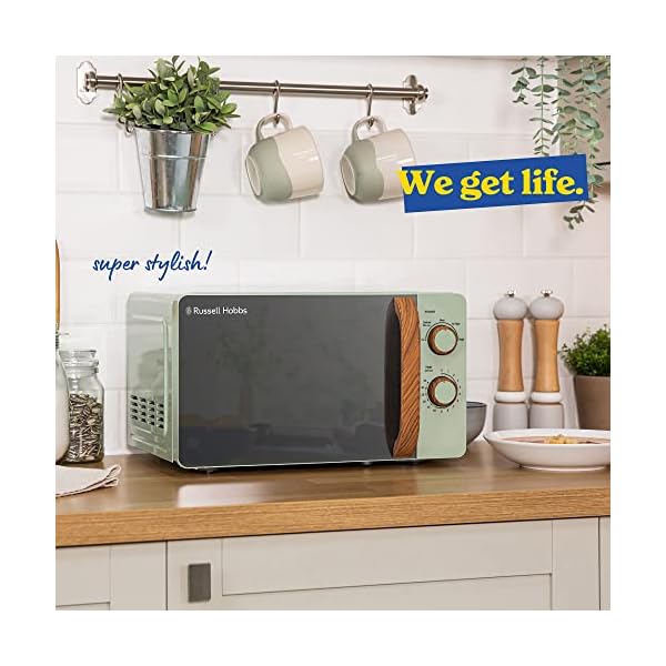 Russell Hobbs RHMM713MG-N manuelle Mikrowelle, 17 l, Griff und Regler in Holzoptik, Mattgrün – Bild 8