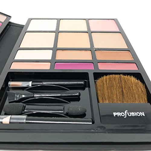 Profusion Cosmetics - Face - Professional Eyeshadow Lip Gloss Blush Highlighter Bronzer Eyebrow Wax Eyebrow Powder Eyeliner Pencil Brushes Included Makeup Set #TOP5