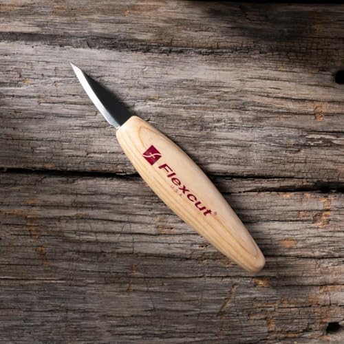 Image of FLEXCUT Wood Carving Knives | Skewed Detail Knife | 1095 High-Carbon Steel Blade | 1-3 /4 inch Bevel | 2.5oz | KN34 |Made in the U.S.A