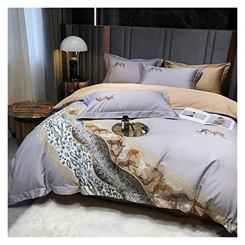 Housse de Couette Douce Léopard Coton Égyptien pour Lit King Size
