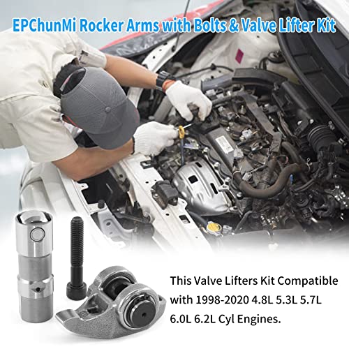 Epchunmi Rocker Arms With Bolts & Valve Lifter Kit, Replaces 10214664 Mr-1341 & Jb-2079, Fits Bui-Ck/Cad-Illac/Chevr-Olet/G-Mc 4.8 5.3 5.7 6.0 6.2L Engines #TOP7