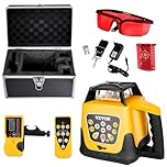 VEVOR Kit Livella Laser Rotante Raggio Rosso Portata 300 m, Inclinazione Regolabile, Rotazione 360 Gradi, Kit Scatola da Trasporto, Impermeabile IP54, Ricevitore Telecomando