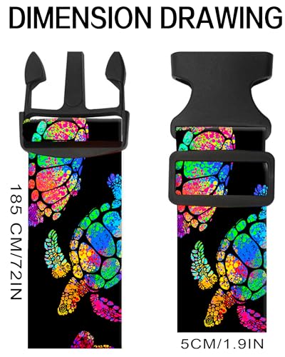 Luggage Straps for Suitcases, Adjustable Travel Belt, Durable Wide Luggage Strap, Cute Suitcase Strap Identifiers with Buckle, Bag Straps for Luggage, Cute Colorful Tirtles2