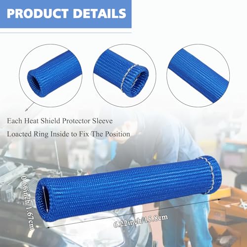 8Pcs 2500° Degree Spark Plug Wire Boots Heat Shield Protector Sleeve Cover Compatible with SBC BBC 350 454,6 Inch, Blue by TuhooMall - Image 2